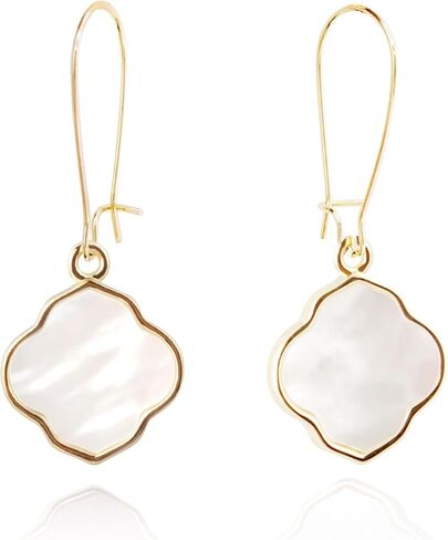 Earrings for Women14K Gold Drops Dangle Pendant Natural Stone Natural shell of Pearl Earrings Handmade Premium Quality Jewelry are the Gift for Mom,Wife and Girlfriend in Saudi Arabia