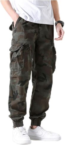 Mens Cargo Joggers–Slim Fit Flex Work Pants with Belt Loops Elastic Waist Zipper Pockets Drawstring Waist in Saudi Arabia