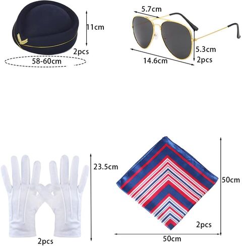 مجموعة زي الطيران، وشاح قبعة، قفازات بيضاء، نظارات شمسية، دبوس الطائرة، لعب الأدوار، حفلة الهالوين التنكرية in Kuwait