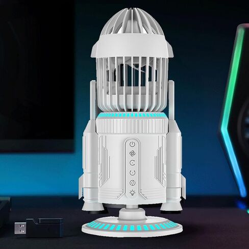 YWBL-WH Small Mist Spray Desk Fan Mini USB Cooling Fan with Dynamic LED Effects 360 Rotating Quiet Fans for Gaming Room Office Bedroom in Saudi Arabia