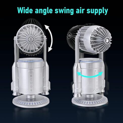YWBL-WH Small Mist Spray Desk Fan Mini USB Cooling Fan with Dynamic LED Effects 360 Rotating Quiet Fans for Gaming Room Office Bedroom in Saudi Arabia