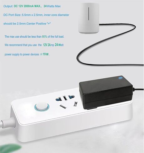 DC 12V 2Amp Power Adapter Supply 100-240 50/60Hz to 12 Volts Power Supply 2a AC/DC Transformer,10ft DC 12V Power Cord, 5.5mm x 2.5mm Barrel Plug (10FT) in Saudi Arabia