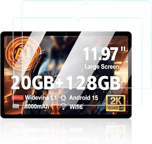 واقي شاشة لجهاز Azeyou M17T12-A733 اللوحي مقاس 12 بوصة Android، مضاد للخدش 9H صلابة اللمس الحساسة 2.5D حواف مستديرة خالية من الفقاعات سهلة التركيب، عبوتان. in Kuwait