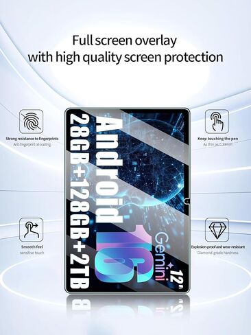 Screen Protector for Raemond K90 Android 16 12 inch Tablet, Anti-Scratch 9H Hardness Touch Sensitive 2.5D Rounded Edges Bubble Free Easy to Install,2 Pack. in Saudi Arabia