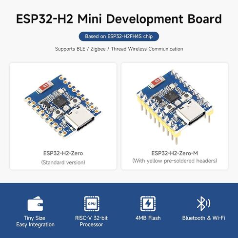 لوحة تطوير صغيرة Waveshare ESP32-H2 مع ESP32-H2FH4S، معالج 96 ميجاهرتز، فلاش 4 ميجابايت، دعم الاتصالات اللاسلكية BLE/Zigbee/Thread، مع رؤوس ملحومة مسبقًا in Kuwait