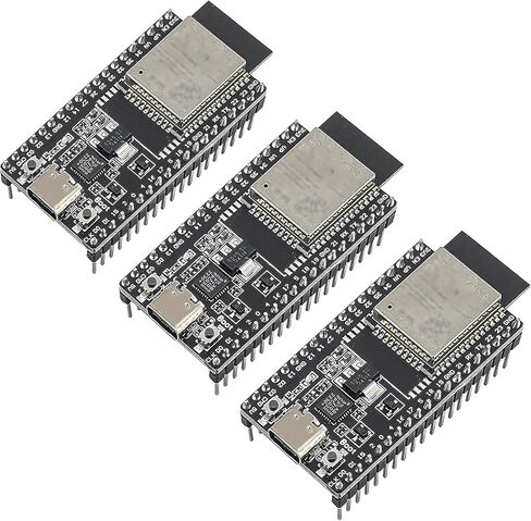 مجموعة لوحة تطوير ESP32 مكونة من 3 قطع، ثنائي النواة 240 ميجا هرتز مع فلاش 4 ميجابايت، 38 دبابيس، شريحة USB من النوع C وCP2102، واي فاي 2.4 جيجا هرتز وبلوتوث 5، ESP32 DevKit لـ Arduino in Kuwait