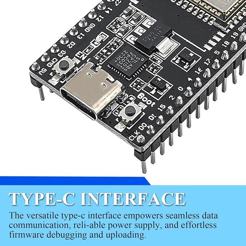 مجموعة لوحة تطوير ESP32 مكونة من 3 قطع، ثنائي النواة 240 ميجا هرتز مع فلاش 4 ميجابايت، 38 دبابيس، شريحة USB من النوع C وCP2102، واي فاي 2.4 جيجا هرتز وبلوتوث 5، ESP32 DevKit لـ Arduino in Kuwait