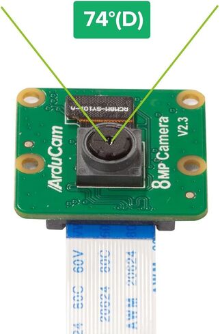 Arducam لوحدة كاميرا Raspberry Pi V2-8 ميجابيكسل، 1080 بكسل (RPI-CAM-V2 + كابل مرن 5.9 بوصة/150 مم + كابل Pi Zero) (عبوة من قطعتين) in Saudi Arabia