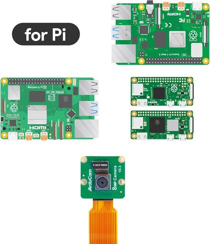 Arducam لوحدة كاميرا Raspberry Pi V2-8 ميجابيكسل، 1080 بكسل (RPI-CAM-V2 + كابل مرن 5.9 بوصة/150 مم + كابل Pi Zero) (عبوة من قطعتين) in Saudi Arabia