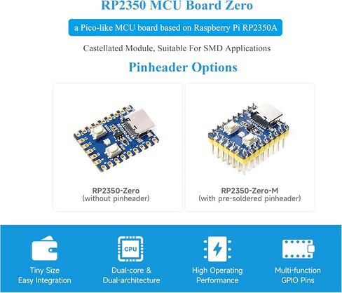 3PCS RP2350-Zero Mini Development Board, Based On RPi RP2350A Dual-Core & Dual-Architecture Microcontroller, 29 x Multi-Function GPIO Pins Type-C Connector, Support C/C++, MicroPython in Saudi Arabia