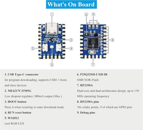 3PCS RP2350-Zero Mini Development Board, Based On RPi RP2350A Dual-Core & Dual-Architecture Microcontroller, 29 x Multi-Function GPIO Pins Type-C Connector, Support C/C++, MicroPython in Saudi Arabia