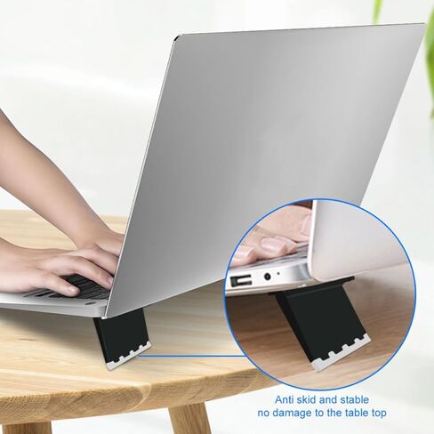 TEHAUX 2pcs Portable Laptop Riser Stand for Desk, Universal Notebook Cooling Holder with Foldable Design, Black Computer Support for Home and Office Use in Saudi Arabia