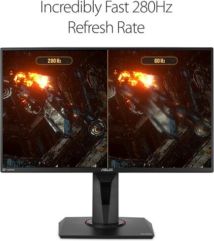 شاشة ASUS TUF Gaming VG259QM مقاس 24.5 بوصة، بدقة 1080 بكسل عالية الدقة (1920 × 1080)، IPS سريعة، 280 هرتز، متوافقة مع G-SYNC، مزامنة ضبابية الحركة المنخفضة للغاية، 1 مللي ثانية، DisplayHDR 400، العناية بالعين، DisplayPort HDMI (متجدد) in Kuwait