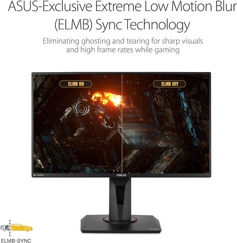 شاشة ASUS TUF Gaming VG259QM مقاس 24.5 بوصة، بدقة 1080 بكسل عالية الدقة (1920 × 1080)، IPS سريعة، 280 هرتز، متوافقة مع G-SYNC، مزامنة ضبابية الحركة المنخفضة للغاية، 1 مللي ثانية، DisplayHDR 400، العناية بالعين، DisplayPort HDMI (متجدد) in Kuwait