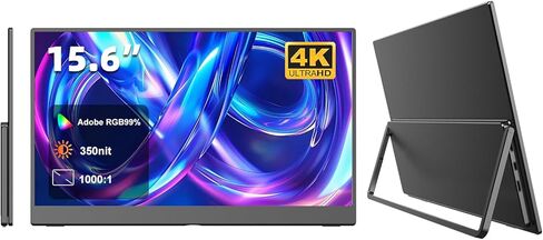 Portable Monitor, 4K UHD 15.6inch Lightweight Travel Monitor for Laptop Xbox PS5 MacBook, Ultra High Definition Laptop Screen Extender USB-C HDMI One-Click Connection in Saudi Arabia