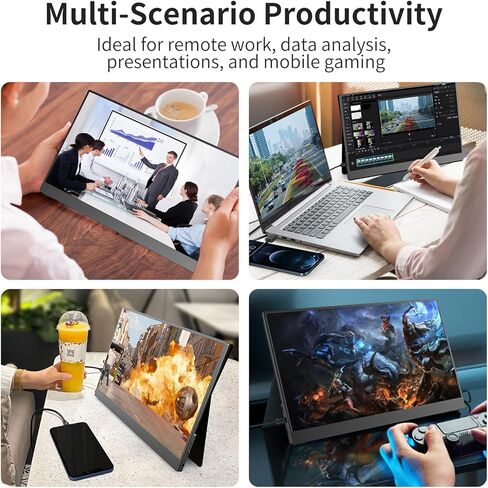 Portable Monitor, 4K UHD 15.6inch Lightweight Travel Monitor for Laptop Xbox PS5 MacBook, Ultra High Definition Laptop Screen Extender USB-C HDMI One-Click Connection in Saudi Arabia
