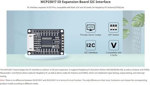 MCP23017 IO Expander Board، واجهة I2C 16 دبابيس GPIO - متوافقة مع Raspberry Pi، Arduino، STM32 لسهولة توسيع منفذ IO in Kuwait