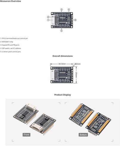 MCP23017 IO Expander Board، واجهة I2C 16 دبابيس GPIO - متوافقة مع Raspberry Pi، Arduino، STM32 لسهولة توسيع منفذ IO in Kuwait