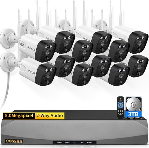 OOSSXX (5.0MP & 130° Ultra Wide-Angle) PIR Detection 2-Way Audio Dual Antennas Security Wireless Camera System Outdoor Wireless Security Camera, Home WiFi Surveillance Bullet Exterior Cameras in Saudi Arabia