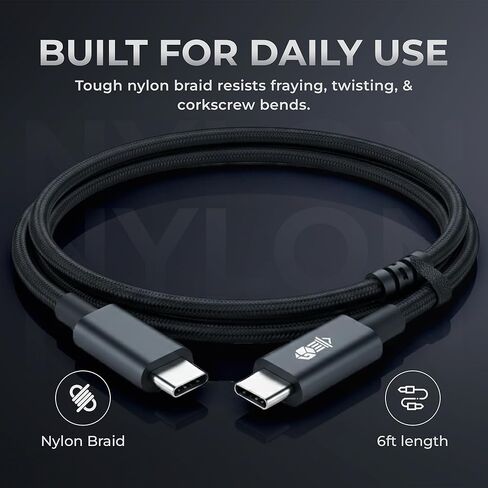 McClinton & Co. USB C to USB C Cable 6ft Length | Up to 100W PD Fast Charging | Durable Braided Design | Snug, Secure Connection for Phones, Tablets, Laptops, Powerbanks in Saudi Arabia