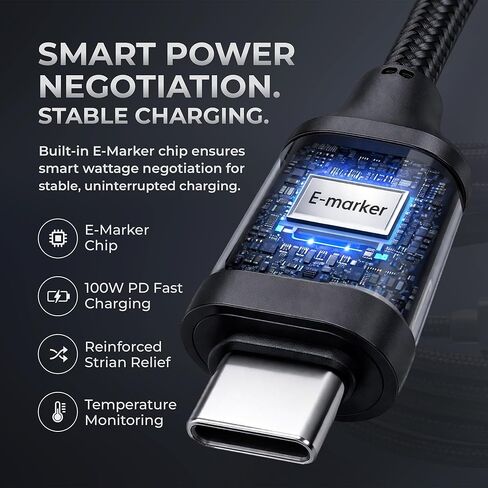 McClinton & Co. USB C to USB C Cable 6ft Length | Up to 100W PD Fast Charging | Durable Braided Design | Snug, Secure Connection for Phones, Tablets, Laptops, Powerbanks in Saudi Arabia