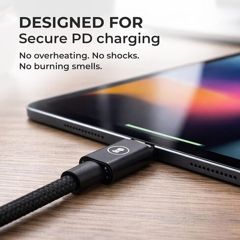 McClinton & Co. USB C to USB C Cable 6ft Length | Up to 100W PD Fast Charging | Durable Braided Design | Snug, Secure Connection for Phones, Tablets, Laptops, Powerbanks in Saudi Arabia