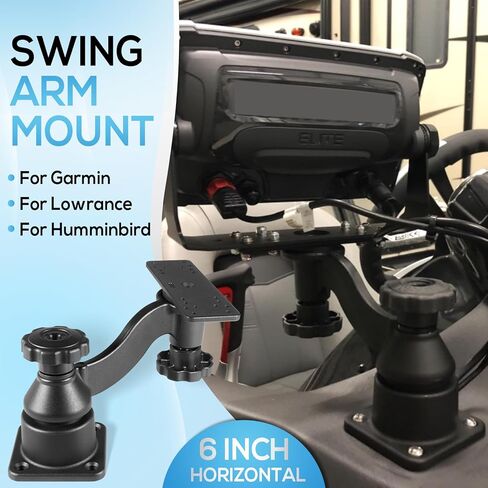 Horizontal 6" Swing Arm Mount Fishfinders & Chartplotters Mount Bracket 360° Rotation Fits for Garmin, Lowrance, Humminbird, and More in Saudi Arabia