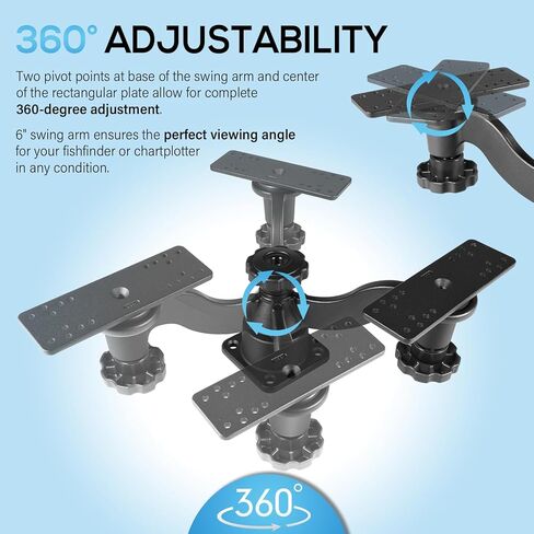 Horizontal 6" Swing Arm Mount Fishfinders & Chartplotters Mount Bracket 360° Rotation Fits for Garmin, Lowrance, Humminbird, and More in Saudi Arabia