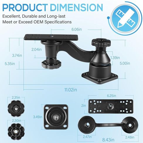 Horizontal 6" Swing Arm Mount Fishfinders & Chartplotters Mount Bracket 360° Rotation Fits for Garmin, Lowrance, Humminbird, and More in Saudi Arabia