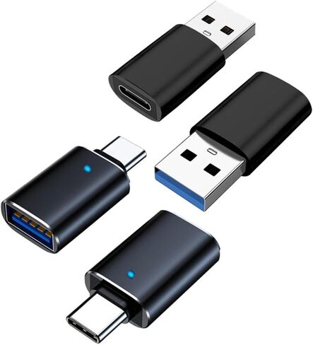محولات USB C إلى USB وUSB إلى USB C [4 حزم]، محول من النوع C ذكر إلى أنثى 3.0، شحن سريع ونقل البيانات لأجهزة iPhone وSamsung Galaxy وiPad وأجهزة الكمبيوتر المحمولة وشواحن السيارات in Kuwait