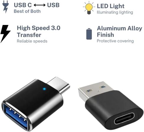 محولات USB C إلى USB وUSB إلى USB C [4 حزم]، محول من النوع C ذكر إلى أنثى 3.0، شحن سريع ونقل البيانات لأجهزة iPhone وSamsung Galaxy وiPad وأجهزة الكمبيوتر المحمولة وشواحن السيارات in Kuwait