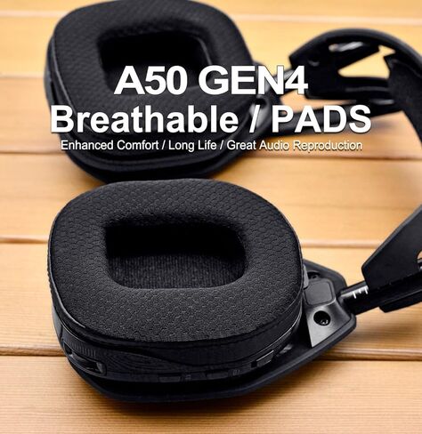 وسائد أذن بديلة A50 لـ Astro A50 Gen 4 وGen 5 وA50X فقط، مصنوعة بواسطة LTYIVABHTTW، نسيج شبكي قابل للتنفس من جل التبريد، متانة محسنة، مع رغوة الميكروفون | أسود in Kuwait