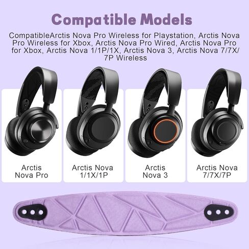 عصابة رأس بديلة من Arctis Nova Pro، متوافقة مع SteelSeries Arctis Nova Pro، Nova 7P، Nova 7X، Arctis Nova 1، Arctis Nova 3 سماعات الألعاب السلكية واللاسلكية (أرجواني) in Saudi Arabia