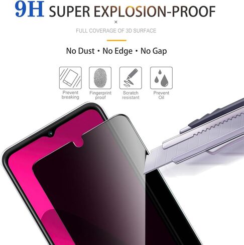 عبوتان من واقي شاشة الخصوصية لـ T-Mobile Revvl 7 5G [زجاج مقسى مضاد للتجسس]، فائق الدقة، مضاد للخدش، خالٍ من الفقاعات، زجاج واقي سهل التركيب 9H لـ Revvl 7 5G in Saudi Arabia