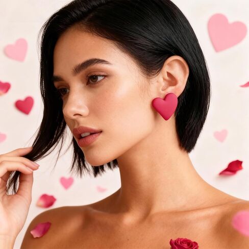 Heart Earrings for Women Red Heart Clip On Earrings Pink Valentines Earrings Valentines Day Gifts for Her in Saudi Arabia