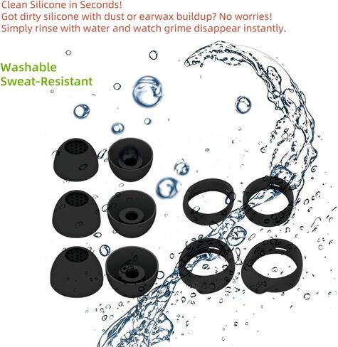 مجموعة أطراف الأذن لسماعات Galaxy Buds FE SM-R400N البديلة من السيليكون لسماعات الأذن وأجنحة جل مضادة للانزلاق، تناسب علبة الشحن، 5 أزواج، أسود in Kuwait