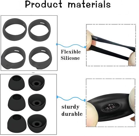 مجموعة أطراف الأذن لسماعات Galaxy Buds FE SM-R400N البديلة من السيليكون لسماعات الأذن وأجنحة جل مضادة للانزلاق، تناسب علبة الشحن، 5 أزواج، أسود in Kuwait