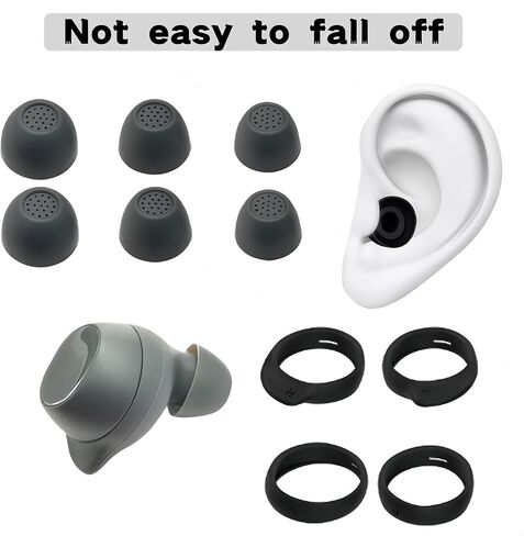 مجموعة أطراف الأذن لسماعات Galaxy Buds FE SM-R400N البديلة من السيليكون لسماعات الأذن وأجنحة جل مضادة للانزلاق، تناسب علبة الشحن، 5 أزواج، أسود in Kuwait