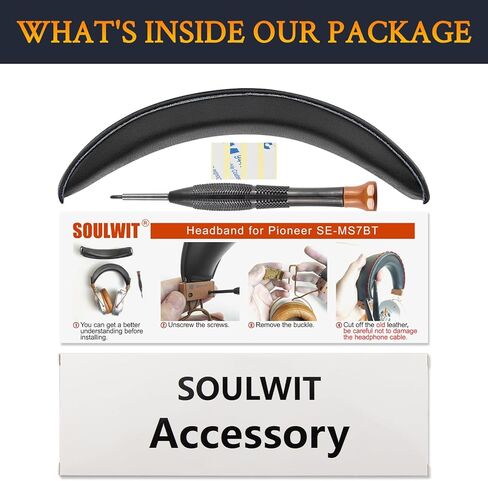 غطاء عصابة الرأس SOULWIT لسماعات Pioneer SE-MS7BT، جزء إصلاح وسادة حزام الرأس البديل - أسود in Kuwait