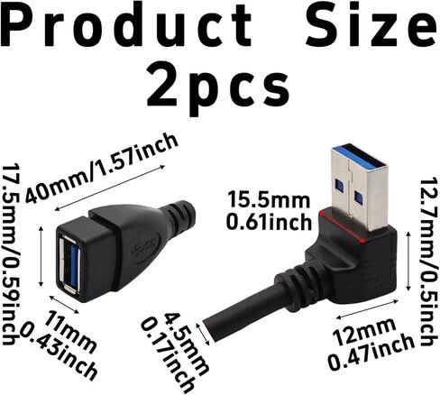 2Pcs USB 3.0 A Male to Female Extension Data Cable, Down Connector for PC, Laptop, Charger, Power Bank, and USB Devices in Saudi Arabia