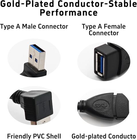 2Pcs USB 3.0 A Male to Female Extension Data Cable, Down Connector for PC, Laptop, Charger, Power Bank, and USB Devices in Saudi Arabia