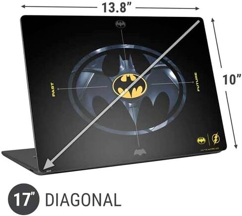 ملصق Skinit للكمبيوتر المحمول متوافق مع الكمبيوتر المحمول العالمي 17 بوصة (13.8 × 10 بوصة) - مرخص رسميًا من Warner Bros The Flash Movie: تصميم شعارات Batman Multiverse in Kuwait