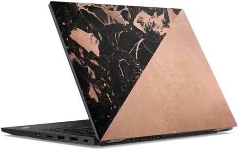 ملصق Skinit للكمبيوتر المحمول متوافق مع Lenovo ThinkPad L13 Yoga Gen 2 مصمم في الأصل بتصميم منفصل من الرخام باللونين الأسود والوردي in Saudi Arabia