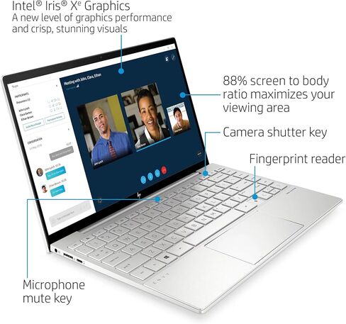 كمبيوتر محمول HP Envy 13 2022 شاشة 13.3 بوصة FHD 1920 x 1080 Intel Core i5-1135G7، رباعي النواة، Intel Iris Xe Graphics، 8 جيجابايت DDR4، 256 جيجابايت SSD، لوحة مفاتيح بإضاءة خلفية، Thunderbolt 4، بصمة الإصبع، Wi-Fi 6، Windows 11 Home in Kuwait