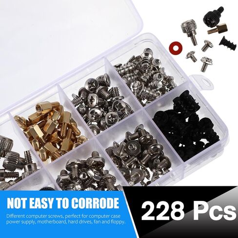 228pcs Motherboard Mounting Hardwares Computer Screws Assortment Kit with Laptop Screw Standoffs for PC and Notebook Repair in Saudi Arabia