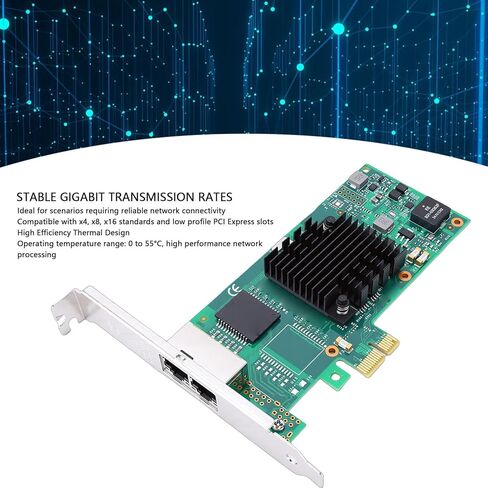 GOWENIC Gigabit Ethernet Network Card, PCIE 2.1 x1 Network Adapter with Dual RJ45 Ports and 350AM4 Chip Support, for Server Desktop PC Industrial Applications in Saudi Arabia
