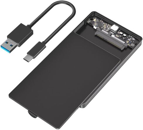 حافظة قرص صلب محمول مقاس 2.5 بوصة SATA SSD من Mustpoint من النوع C 3.1 إلى SATA 2.5 حافظة بلاستيكية HDD خارجية باللون الأسود in Saudi Arabia
