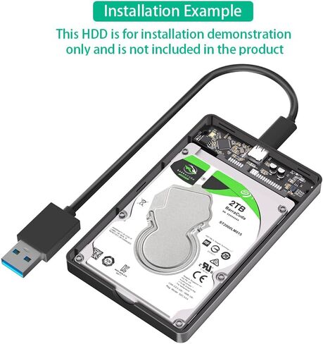 حافظة قرص صلب محمول مقاس 2.5 بوصة SATA SSD من Mustpoint من النوع C 3.1 إلى SATA 2.5 حافظة بلاستيكية HDD خارجية باللون الأسود in Saudi Arabia