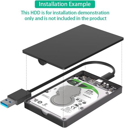 حافظة قرص صلب محمول مقاس 2.5 بوصة SATA SSD من Mustpoint من النوع C 3.1 إلى SATA 2.5 حافظة بلاستيكية HDD خارجية باللون الأسود in Saudi Arabia