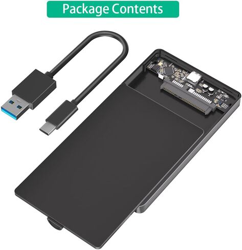 حافظة قرص صلب محمول مقاس 2.5 بوصة SATA SSD من Mustpoint من النوع C 3.1 إلى SATA 2.5 حافظة بلاستيكية HDD خارجية باللون الأسود in Saudi Arabia